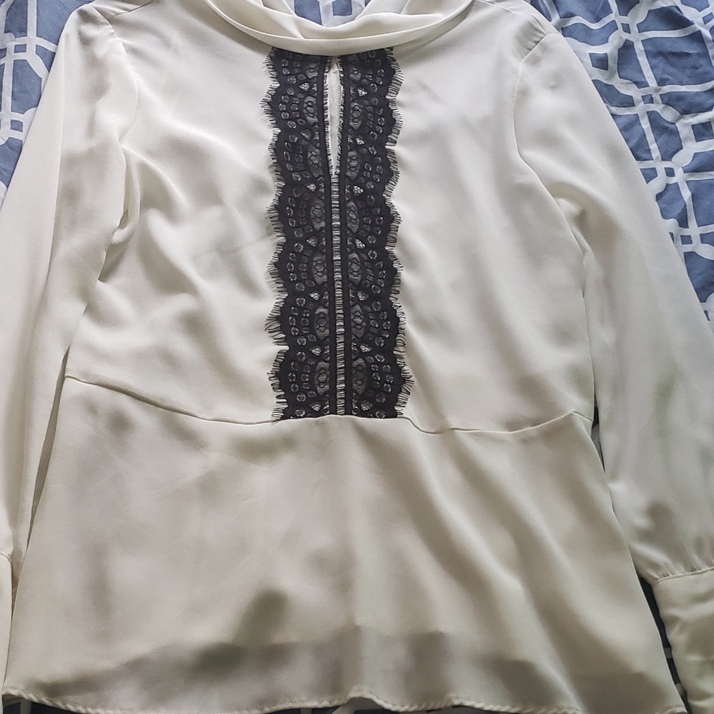 Zara Basics Peplum Lace-Front Blouse